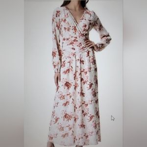 Eshakti Wayward Fancies Floral Print Crepe Dress w/ Face Mask